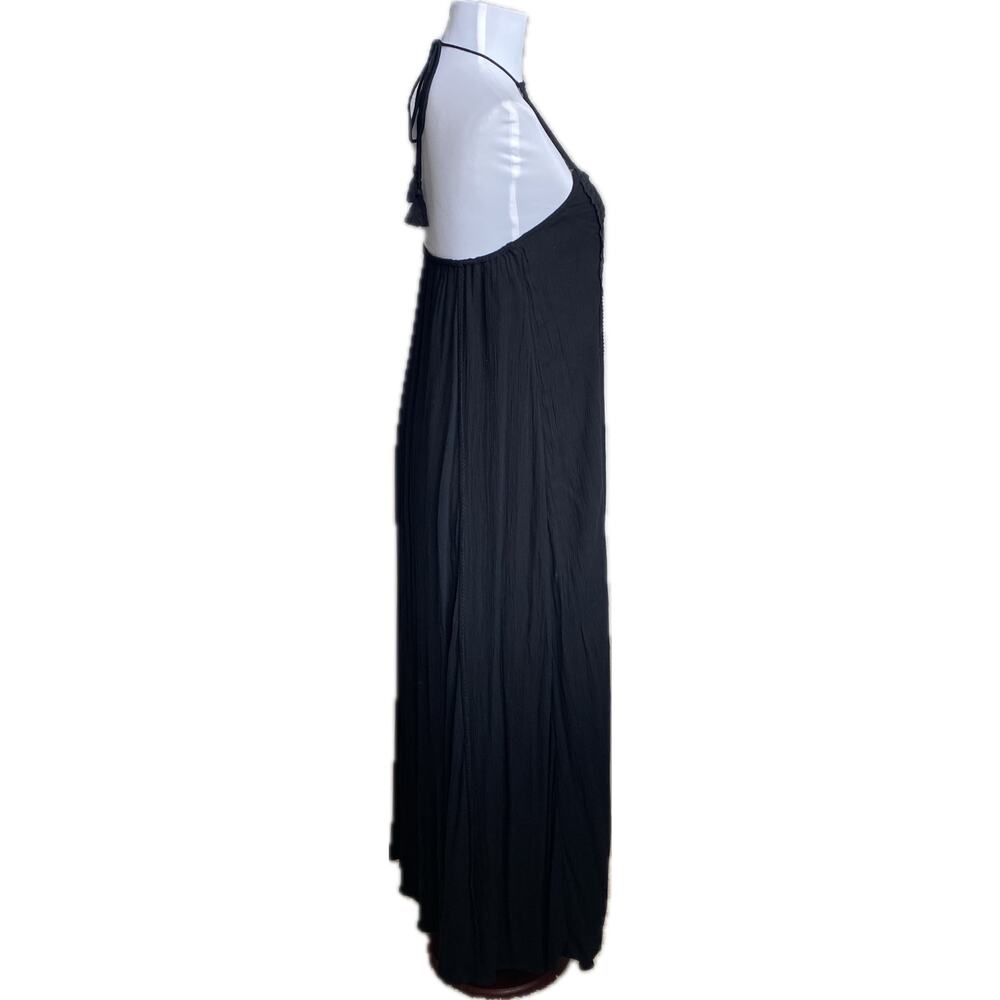 ABERCROMBIE FITCH Y2K Halter Lace Maxi Dress Black XS Oversized Fairy Boho Goth - Picture 4 of 11